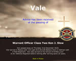 Vale Notification 2021 - Warrant Officer Class Two Ken J. Slow